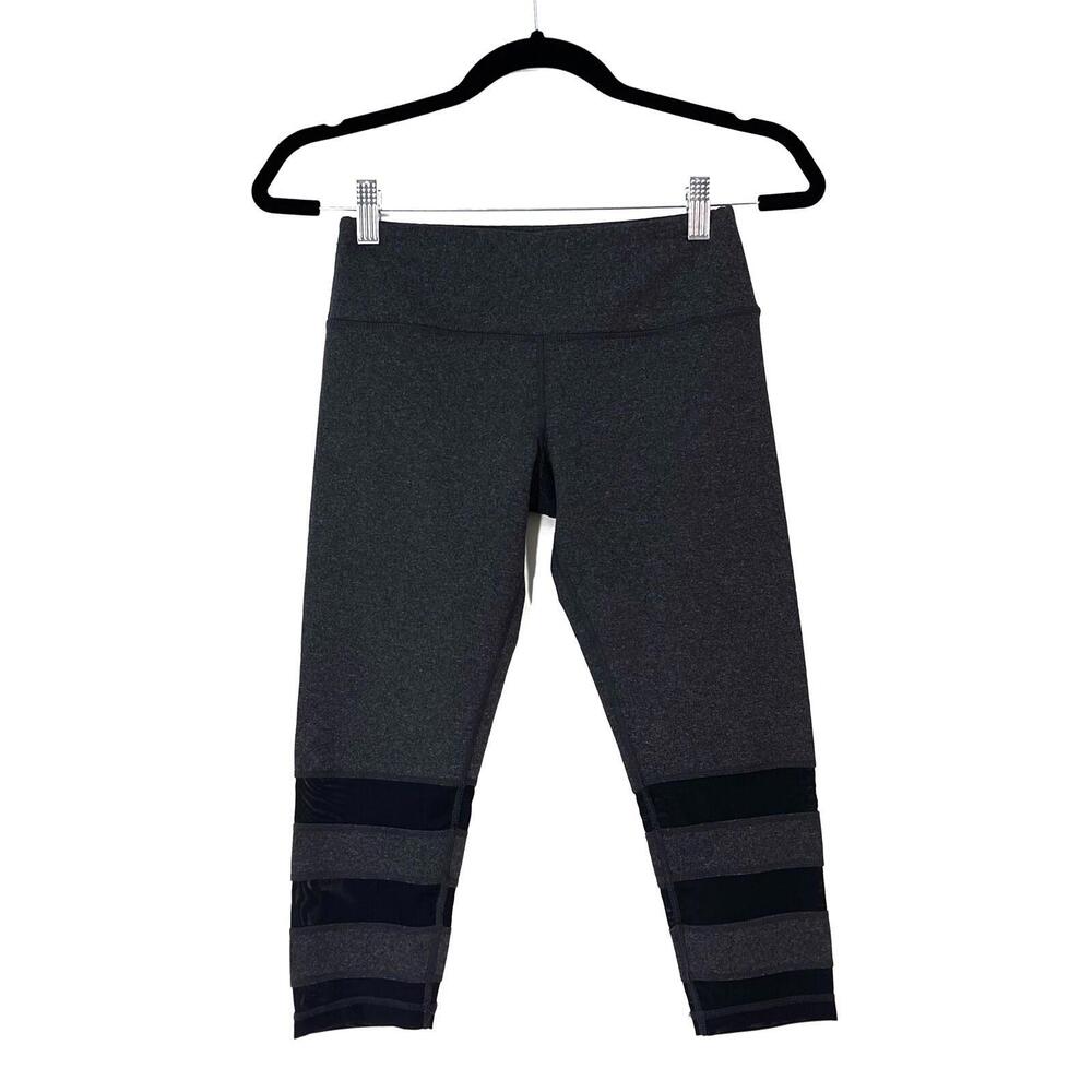 Glyder Women’s Size XS Dark Grey Black Mesh Flirt Crop Activewear Active Pants